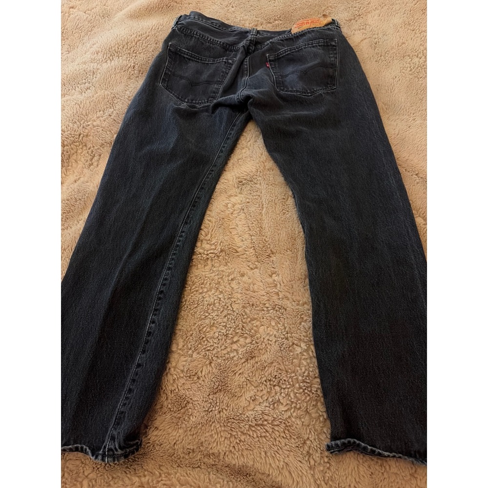Levis 501 Original Fit Mens Black Faded Straight Leg Button Fly Jeans 34x30 - Picture 11 of 12